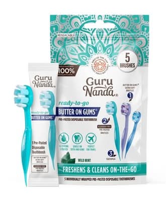 GuruNanda Butter on Gums Pre-Pasted Disposable Toothbrushes (5 ct)