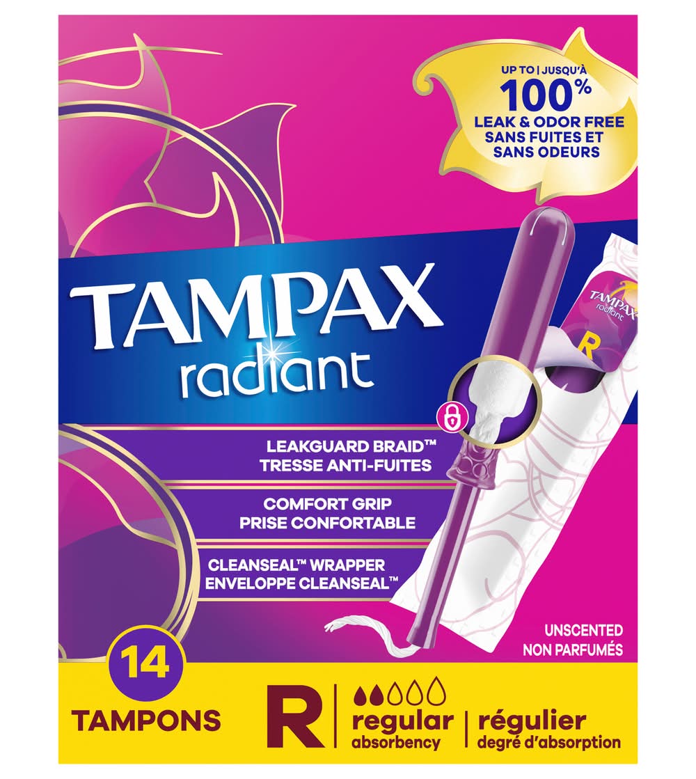 Tampax Radiant Regular Absorbency Unscented Tampons (4.8 oz, 14 ct)