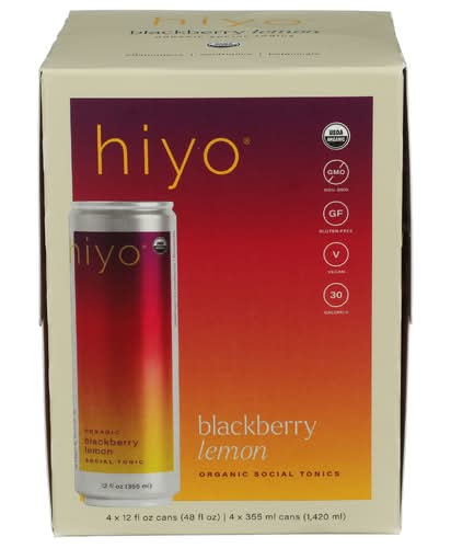Hiyo Organic Blackberry Lemon Functional Seltzer 4 Pack