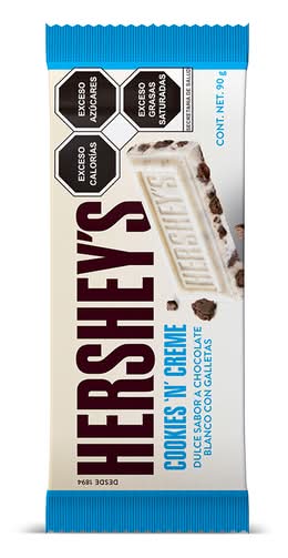 Hershey's · Cookies 'n' creme barra dulce con galletas, chocolate blanco-galletas (90 g)