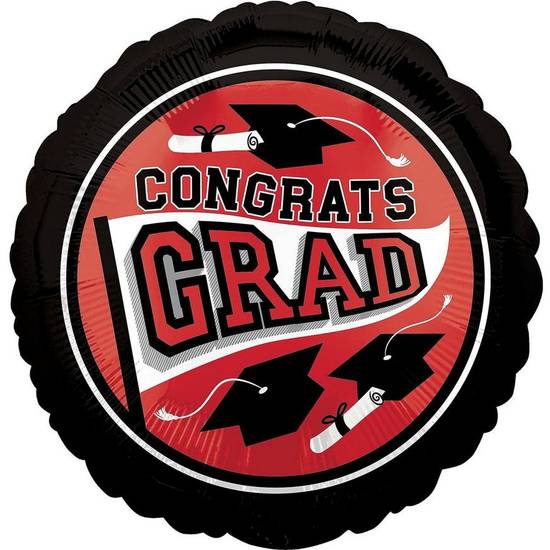 Uninflated Red Congrats Grad Foil Balloon, 17in - True to Your School