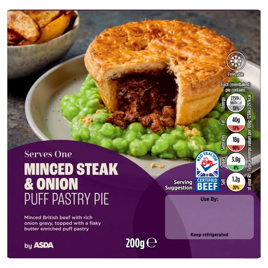 ASDA Minced Steak & Onion Puff Pastry Pie (200g)