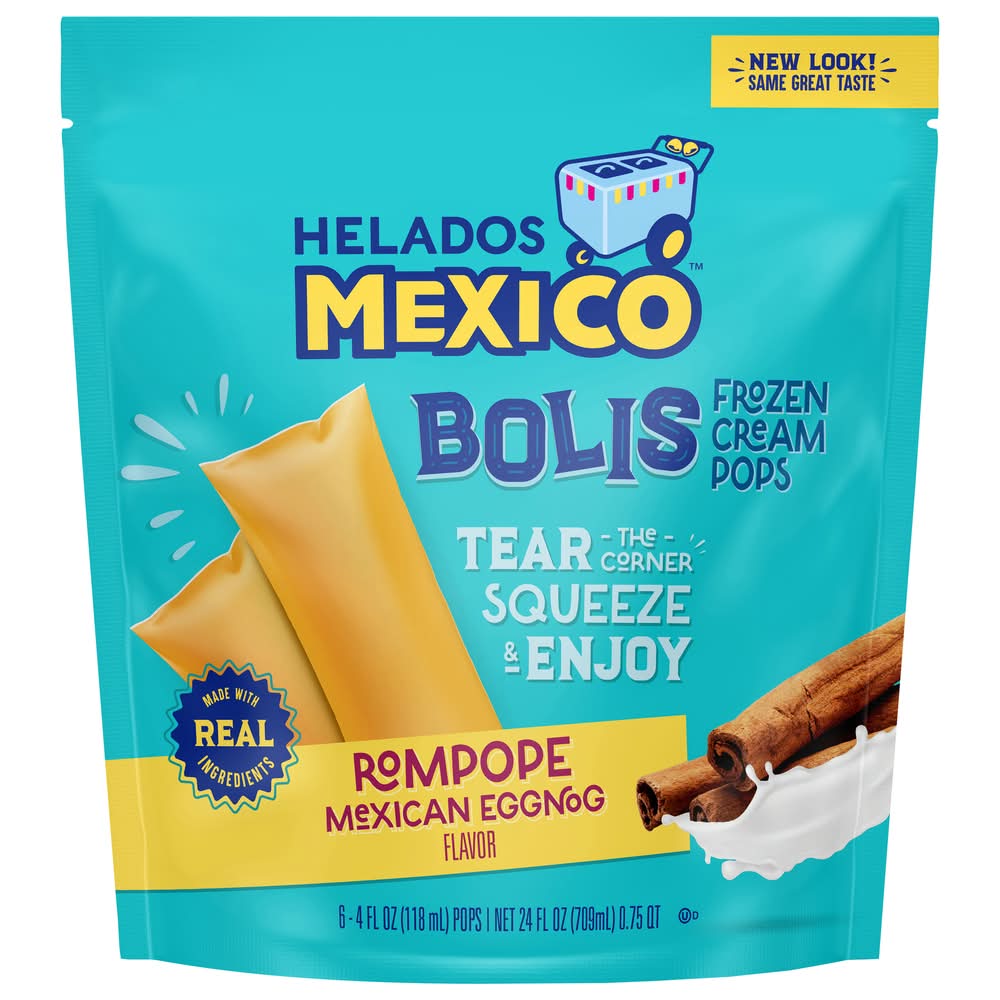 Helados Mexico Bolis Frozen Cream Pops, Rompope Mexican Eggnog (31.4 oz, 6 ct)