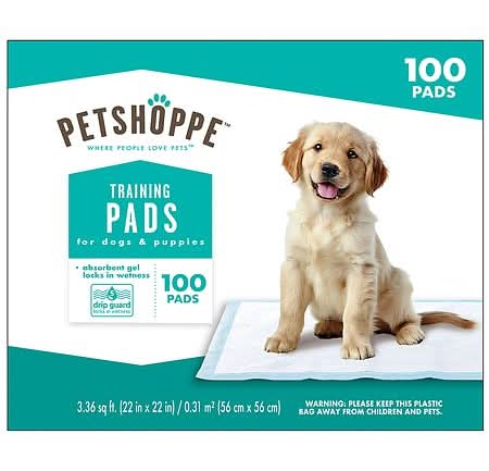 PetShoppe Training Pads For Dogs and Puppies, 22x22 in (100 ct)