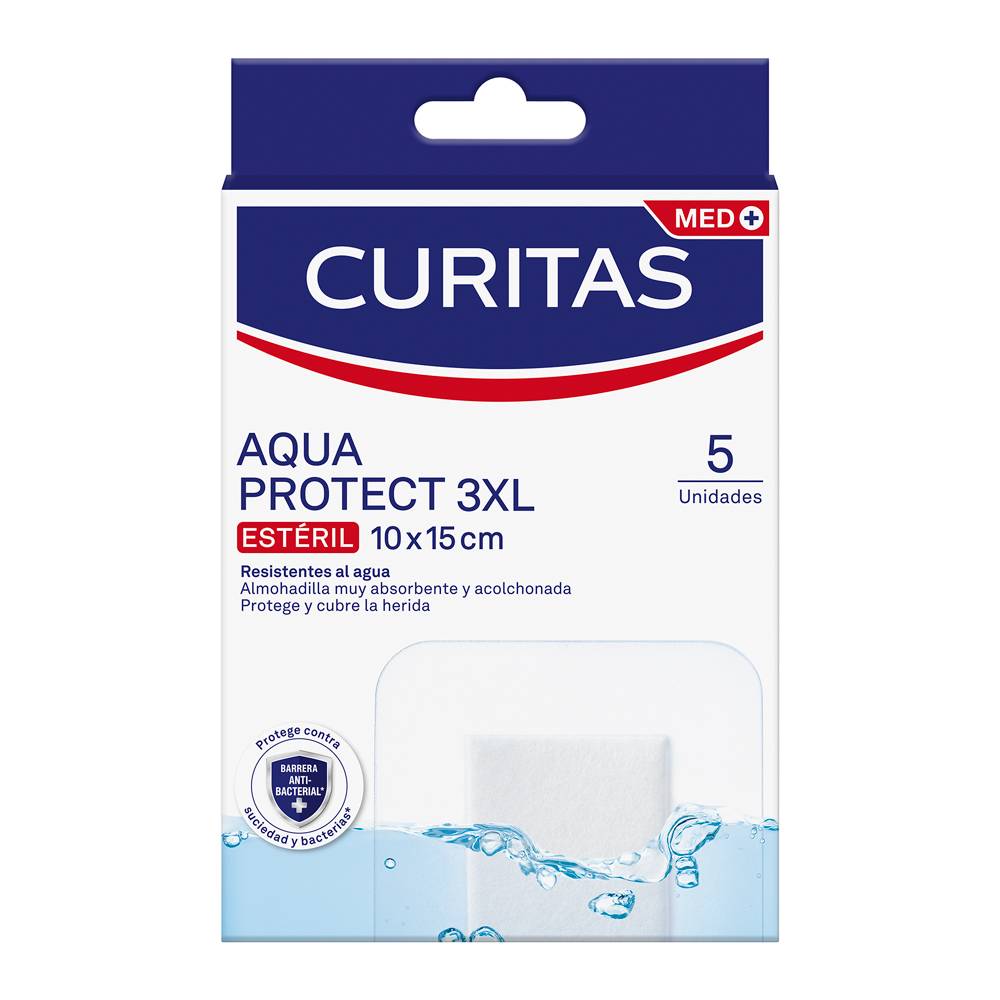CURITAS · Venditas para heridas resistente al agua, 10x15 cm (5 un)