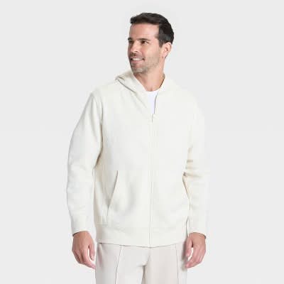 All In Motion Active Comfort Fleece Full Zip Sweatshirt, Men, M, Oatmeal