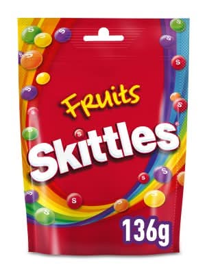 Skittles Assorted, Chewy Sweets Candy Pouch (136g)