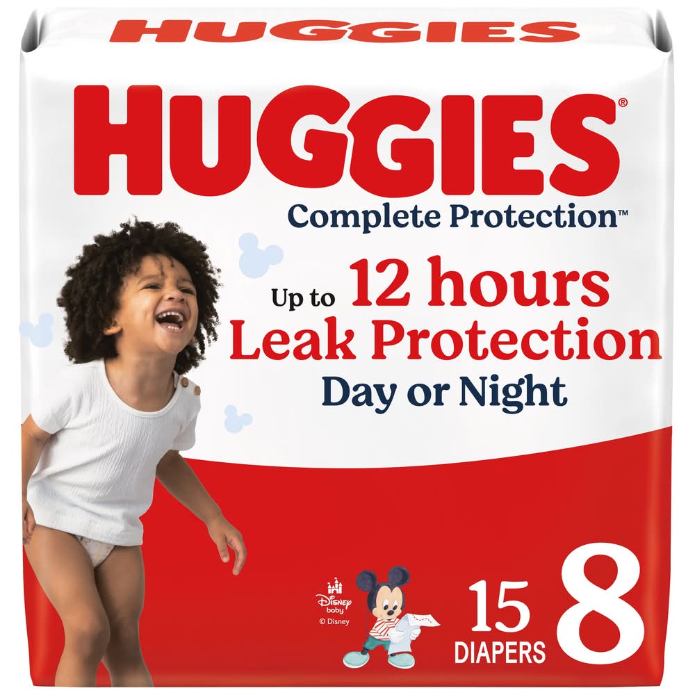 Huggies Complete Day or Night Leak Protection Baby Diapers, 8 (15 ct)