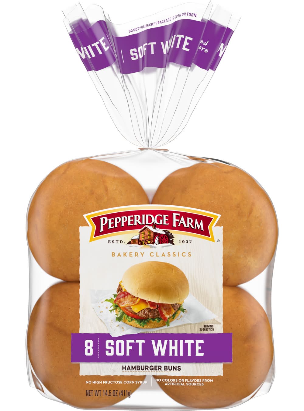 Pepperidge Farm Bakery Classics Soft White Hamburger Buns (14.5 oz, 8 ct)