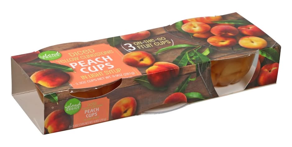 Island Choice Yellow Clingstone Diced Peach Cup in Light Syrup (3 x 3.3 oz)