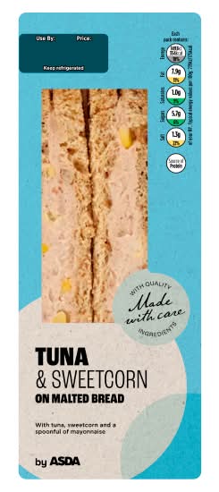 ASDA Tuna-Sweetcorn, Malted Bread Sandwich