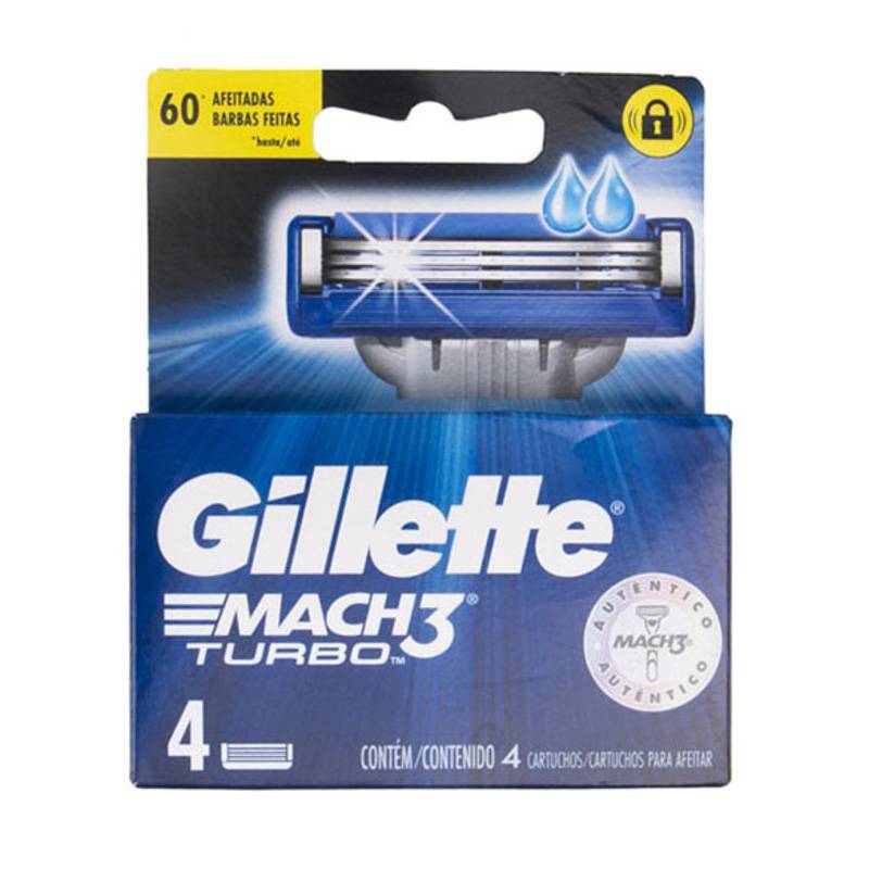 Gillette cartuchos para afeitar mach 3 turbo (4 unidades)