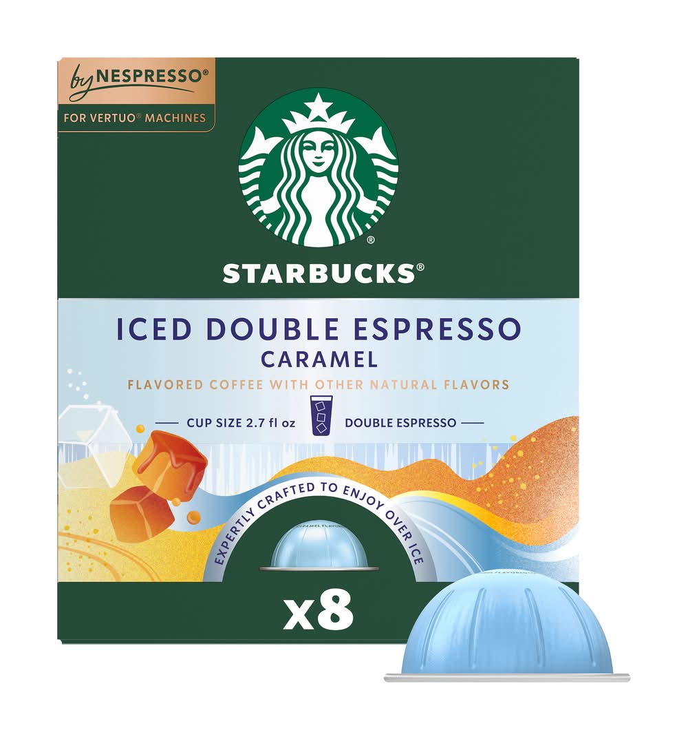 Starbucks Nespresso Iced Double Espresso Coffee Pods, Caramel (2.7 fl oz, 8 ct)