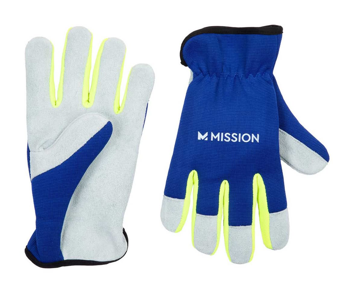 Mission Hi-Vis Cowhide Palm Gloves 1 Pair