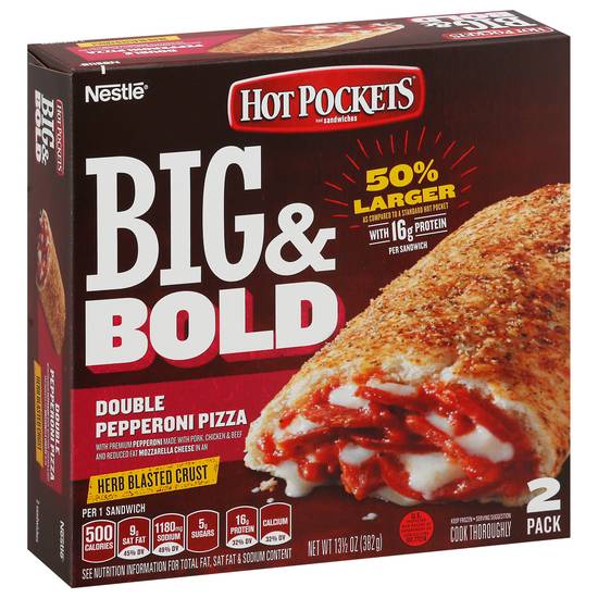 Hot Pockets Nestlé Big & Bold Double Pepperoni Pizza Sandwiches (2 ct)
