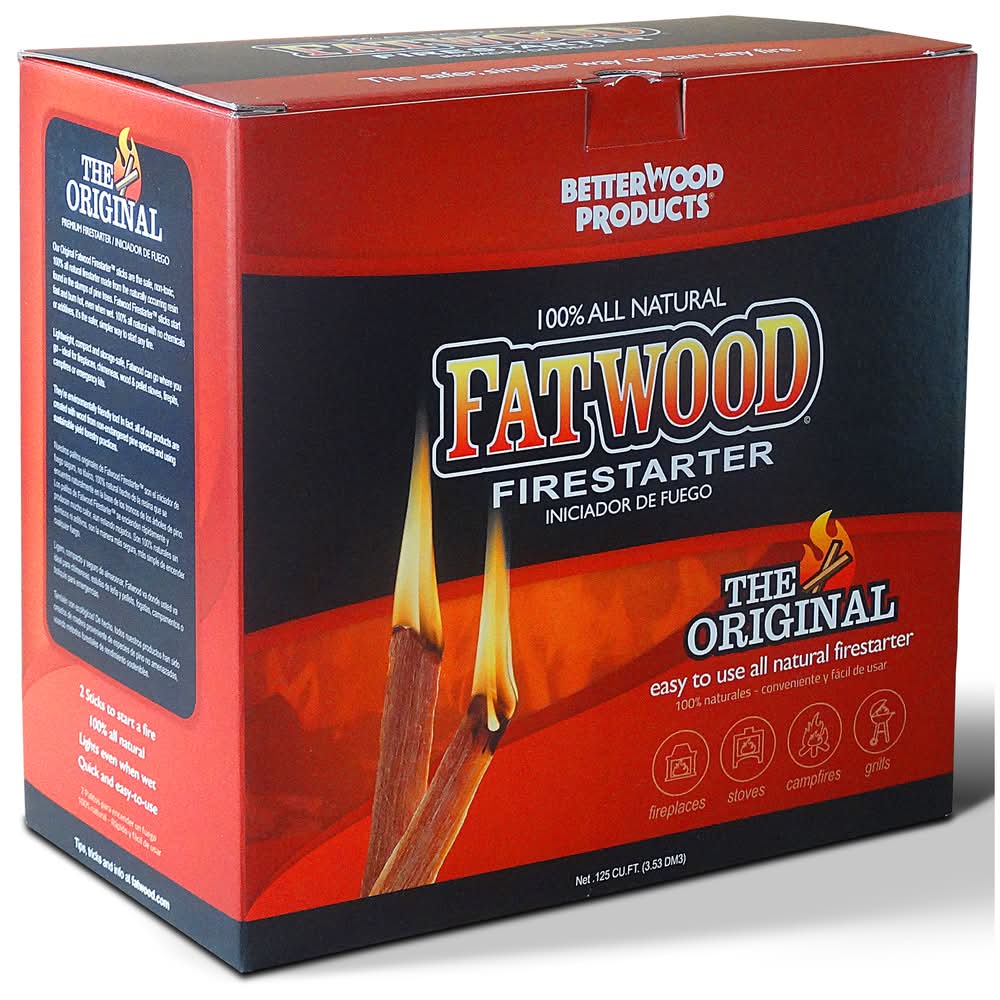 Better Wood Products Fatwood Pine Resin Stick Fire Starter 15 Min 5 Lb