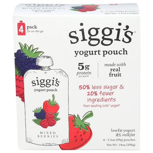 Siggi's Mixed Berries Kids Yogurt Pouches 4 Pack
