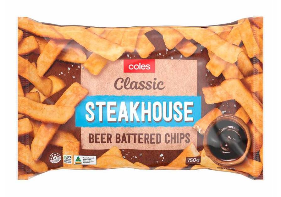 Coles Steakhouse Beer Battered Potato Chips (750g)