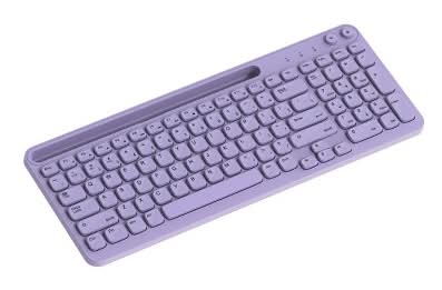 North Full Size Wireless Keyboard With Built-In Phone Tablet Stand, Lavender