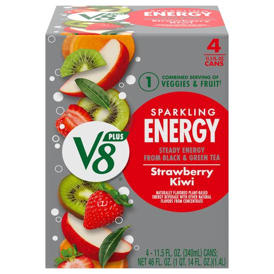 V8 Sparkling + Energy Strawberry Kiwi Beverage (4 pack, 14 fl oz)