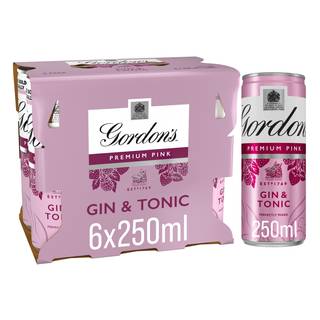 Gordon's Raspberries- Strawberries, Premium Pink Gin & Tonic Ready To Drink (6 x 250ml)