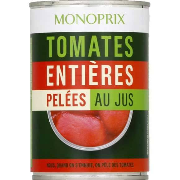 Monoprix Tomates Entières Pelées Au Jus La Boîte De 238G Net Égoutté