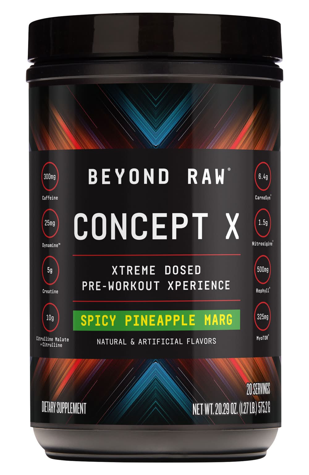 Beyond Raw Concept X Xtreme Dosed Pre-Workout Dietary Suppliment, Spicy Pineapple Marg (20.29 oz)