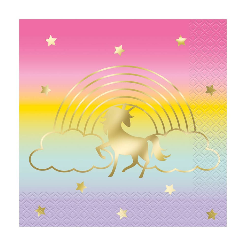 321 Party! Rainbow Unicorn Luncheon Napkins, 6.5 in (16 ct)