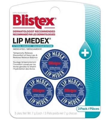Blistex lip medex médicamentés soulage temporairement l'inconfort des lèvres douloureuses (3 unités) - blistex lip medex jar (21 g, 3 ct)