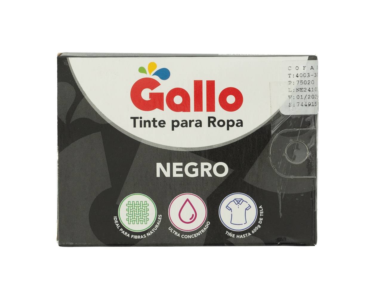 Gallo tinte para ropa color negro (caja 15 g)