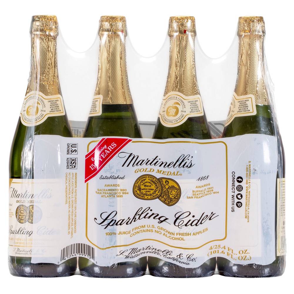 Martinelli's Sparkling Cider, Apple (4 x 25.4 fl oz)