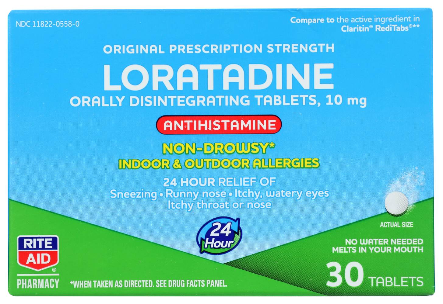 Rite Aid Loratadine 24 Hour Allergy Relief Tablets Orally Disintegrating, 10mg (30 ct)