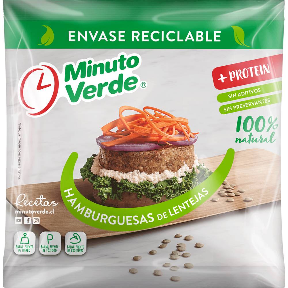 Minuto verde hamburguesa lenteja (bolsa 100 g)