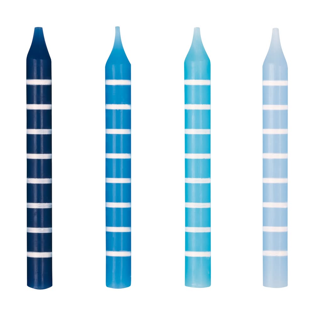 Gradient Stripe Birthday Candles 12-Count Blue