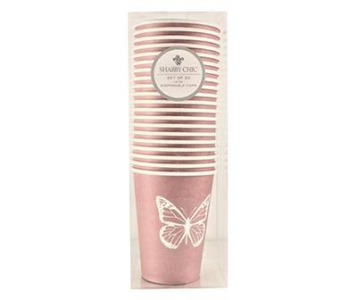 Shabby Chic Blush Butterfly 12 Oz. Paper Cups, 20-Pack