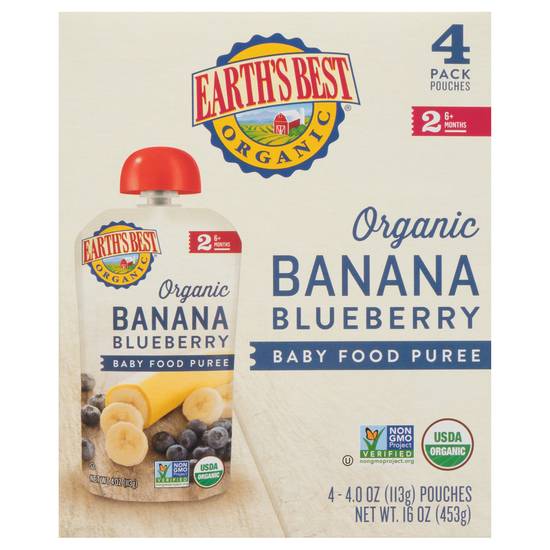 Earth's Best Organic Banana Blueberry Baby Food (4 ct)
