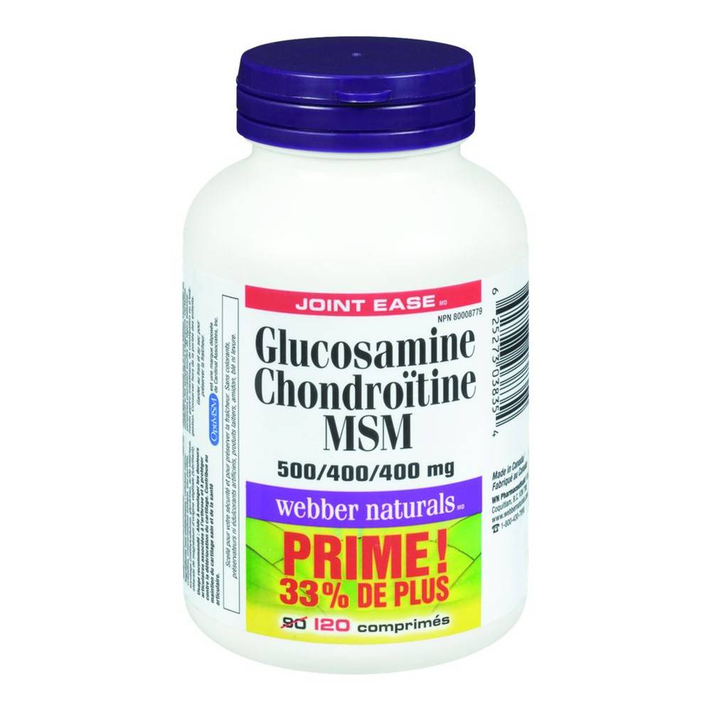 Webber Naturals Glucosamine Chondroitin Msm 500/400/400 mg Comprimes (45 g, 120 ct)