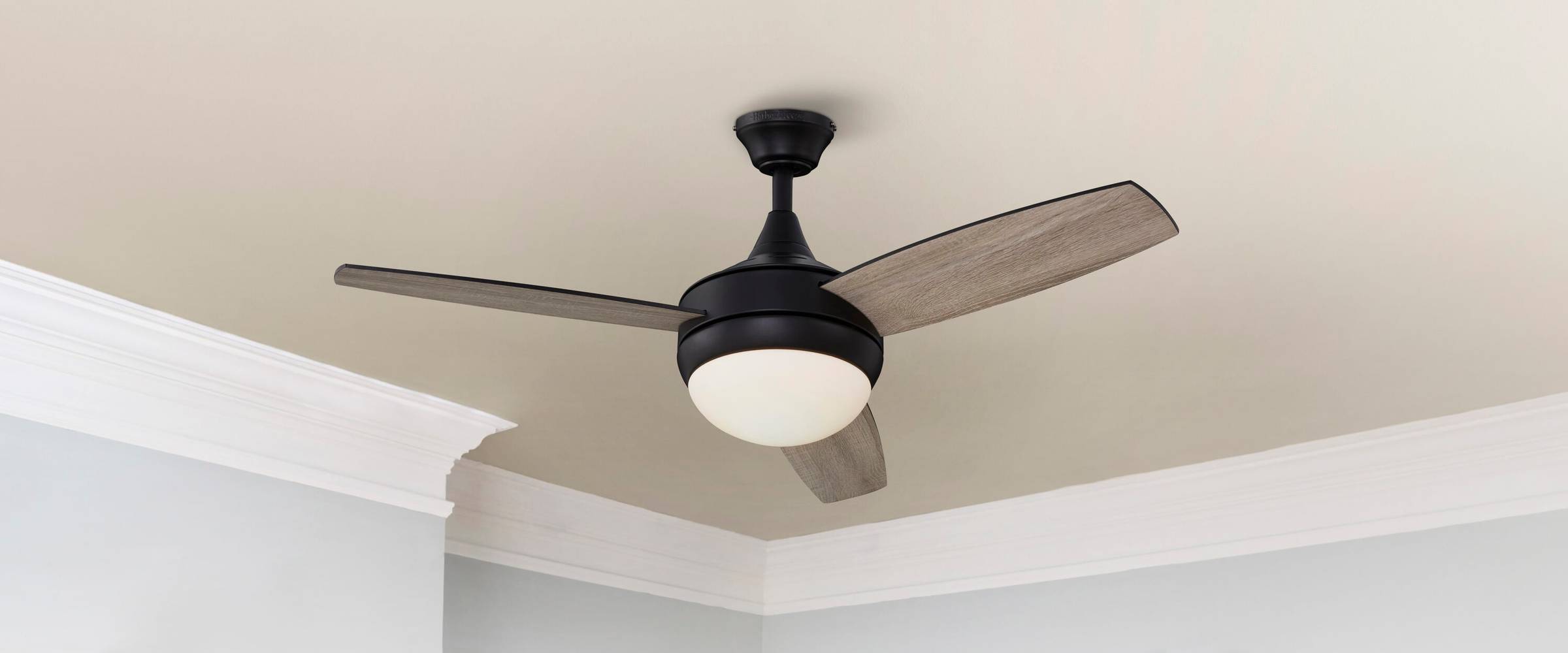 Harbor Breeze Flush Mount Ceiling Fan With Light and Remote, Matte Black