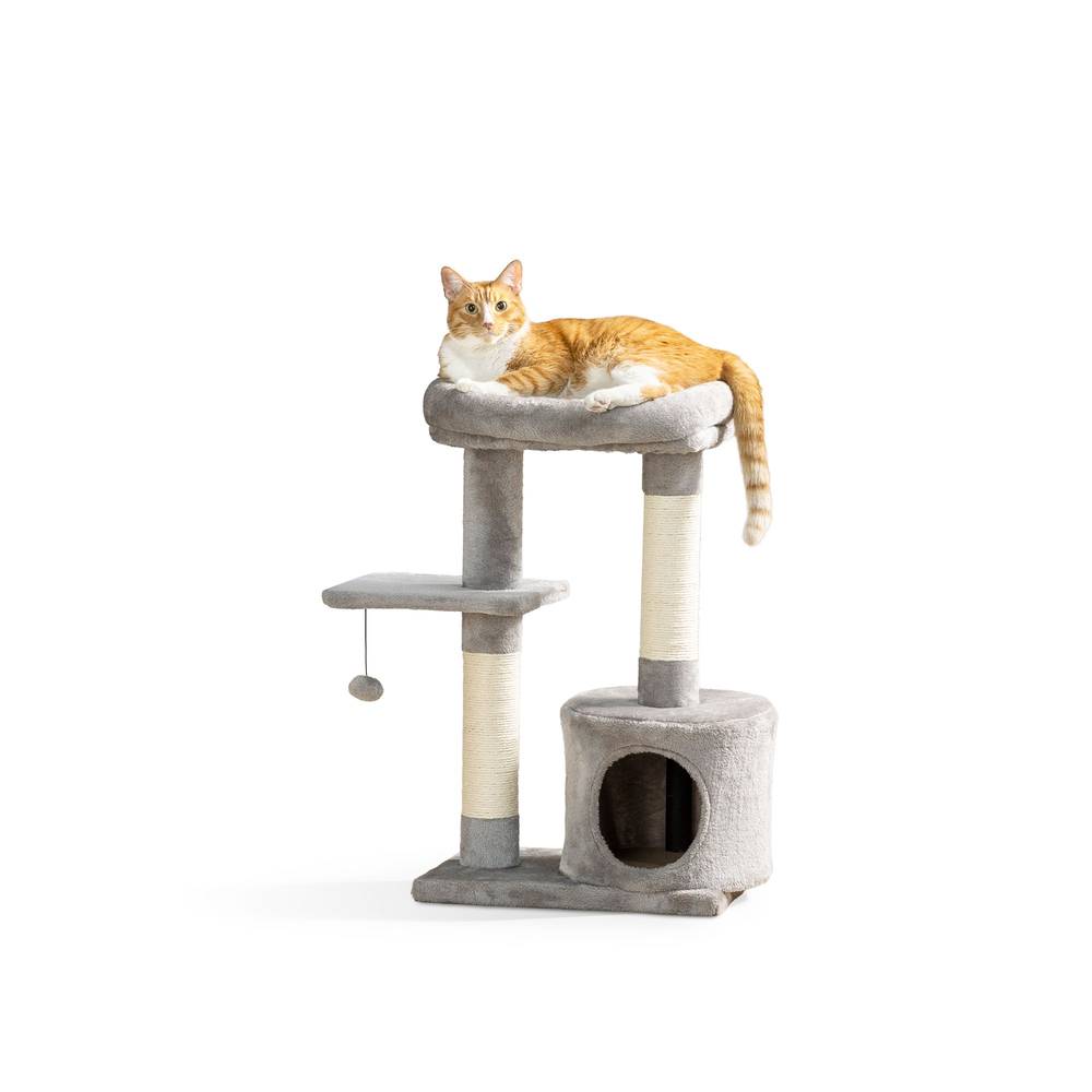 Whisker City® 29.5-in Laid-Back Lookout with Catnip Cat Tree (Color: Grey)