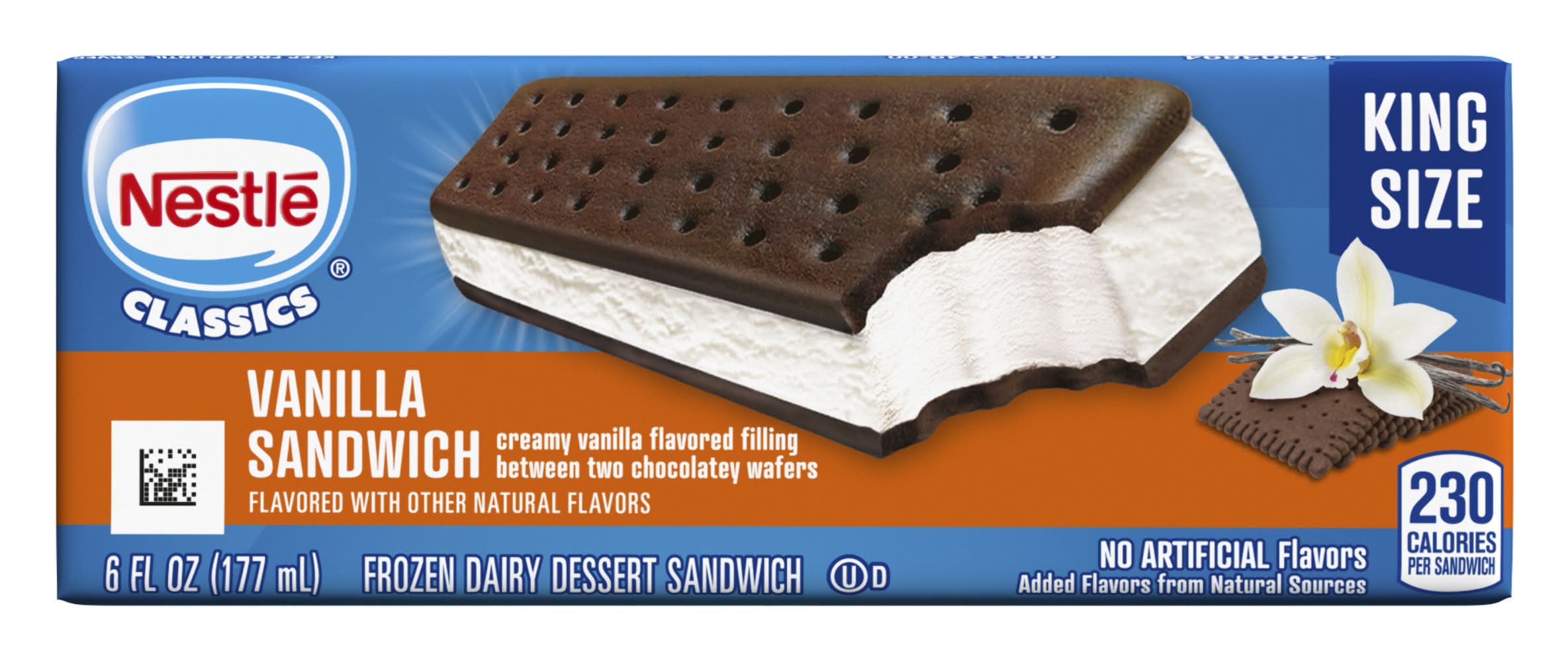Classics King Size Frozen Dairy Dessert Sandwich, Vanilla (6 fl oz)