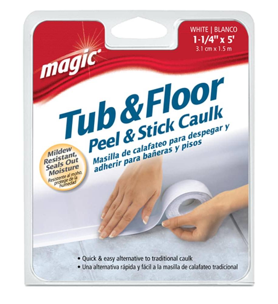 Magic Tub and Floor Peel and Stick Caulk Strip, 1-1/4 in x 5 ft, White