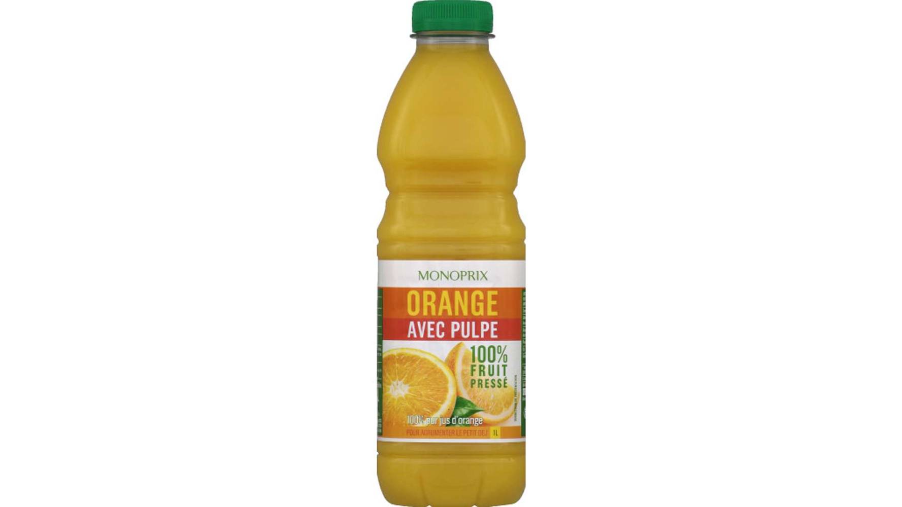 Monoprix Jus d'orange avec pulpe 100% fruit pressé, 100% pur jus d'orange La bouteille de 1L