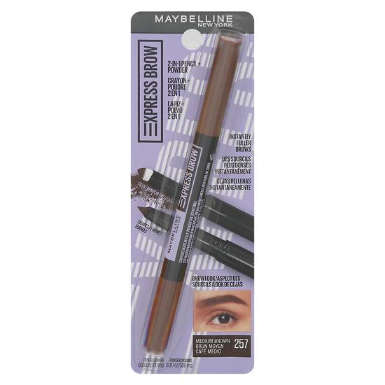 Maybelline 257 Medium Brown Express Brow 2-in-1 Pencil
