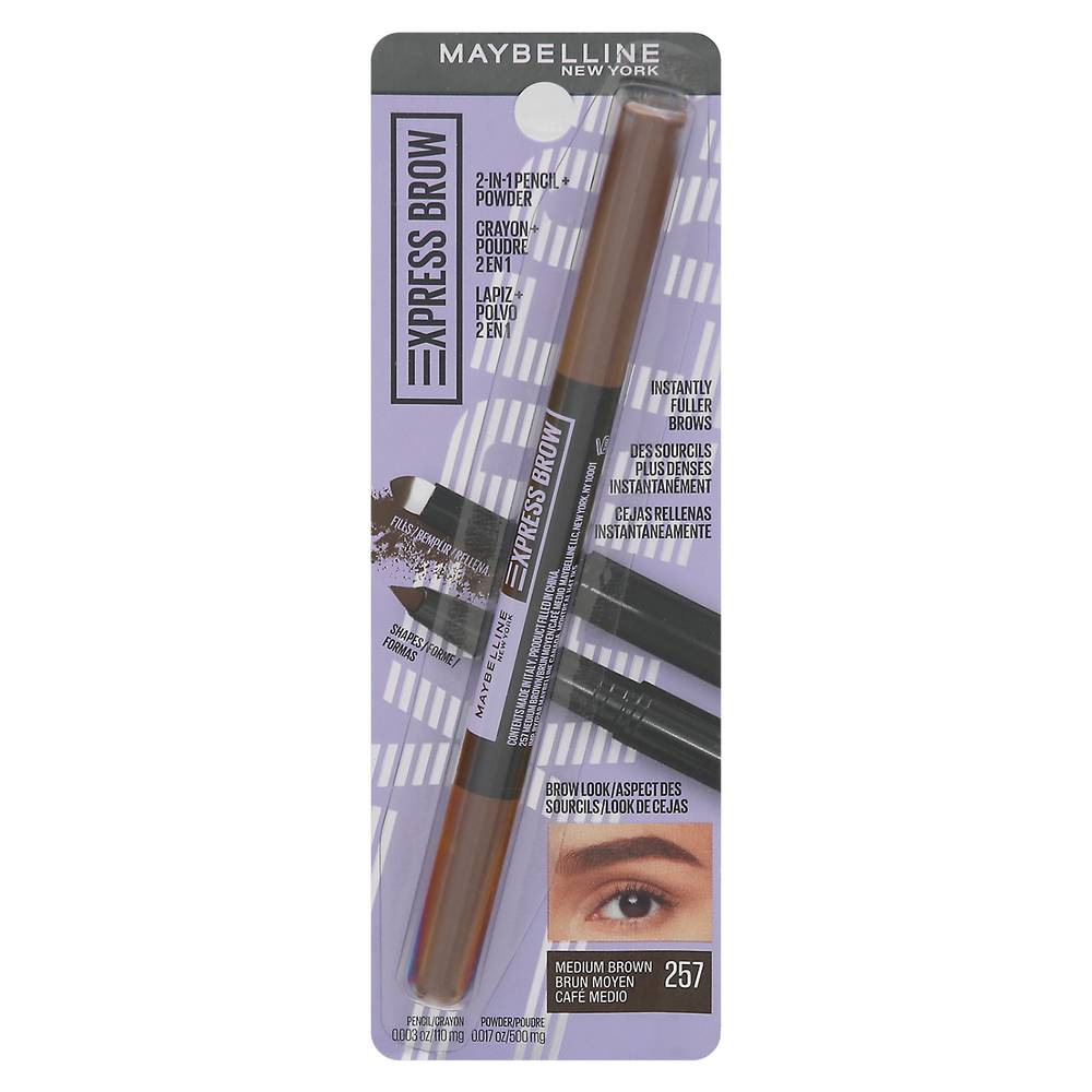 Maybelline 257 Medium Brown Express Brow 2-in-1 Pencil (0.17 oz)