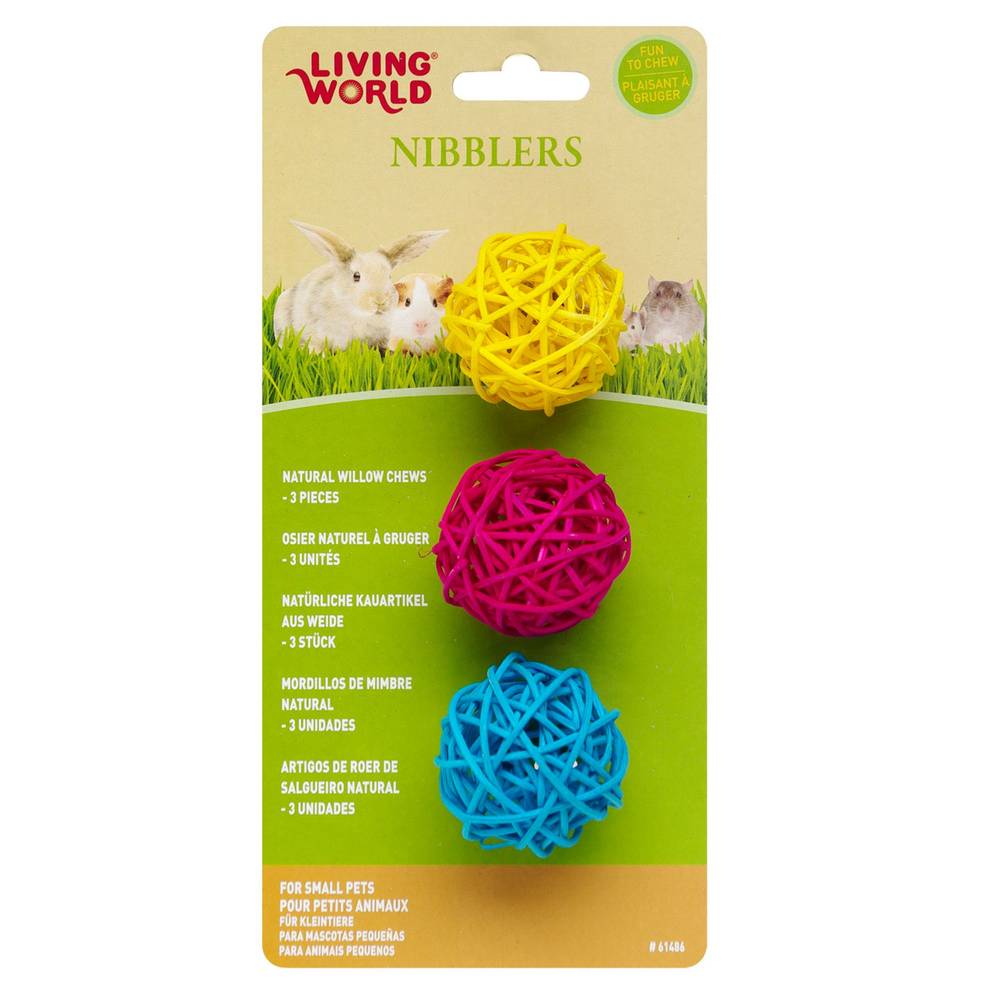 Living World Nibblers Willow Chews Balls, Yellow,Pink and Blue (0.02 kg, 3 ct)