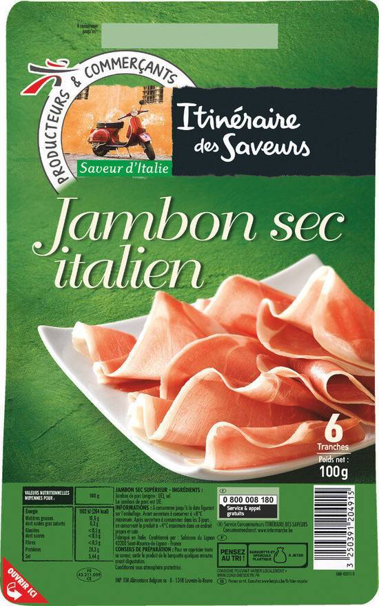 Jambon sec italien - itinéraire des saveurs - 100g