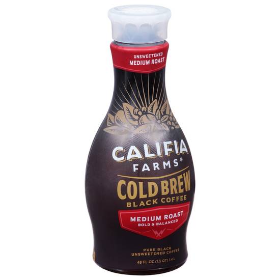 Unsweetened Black Medium Roast Cold Brew Coffee Califia Farms 48 fl oz