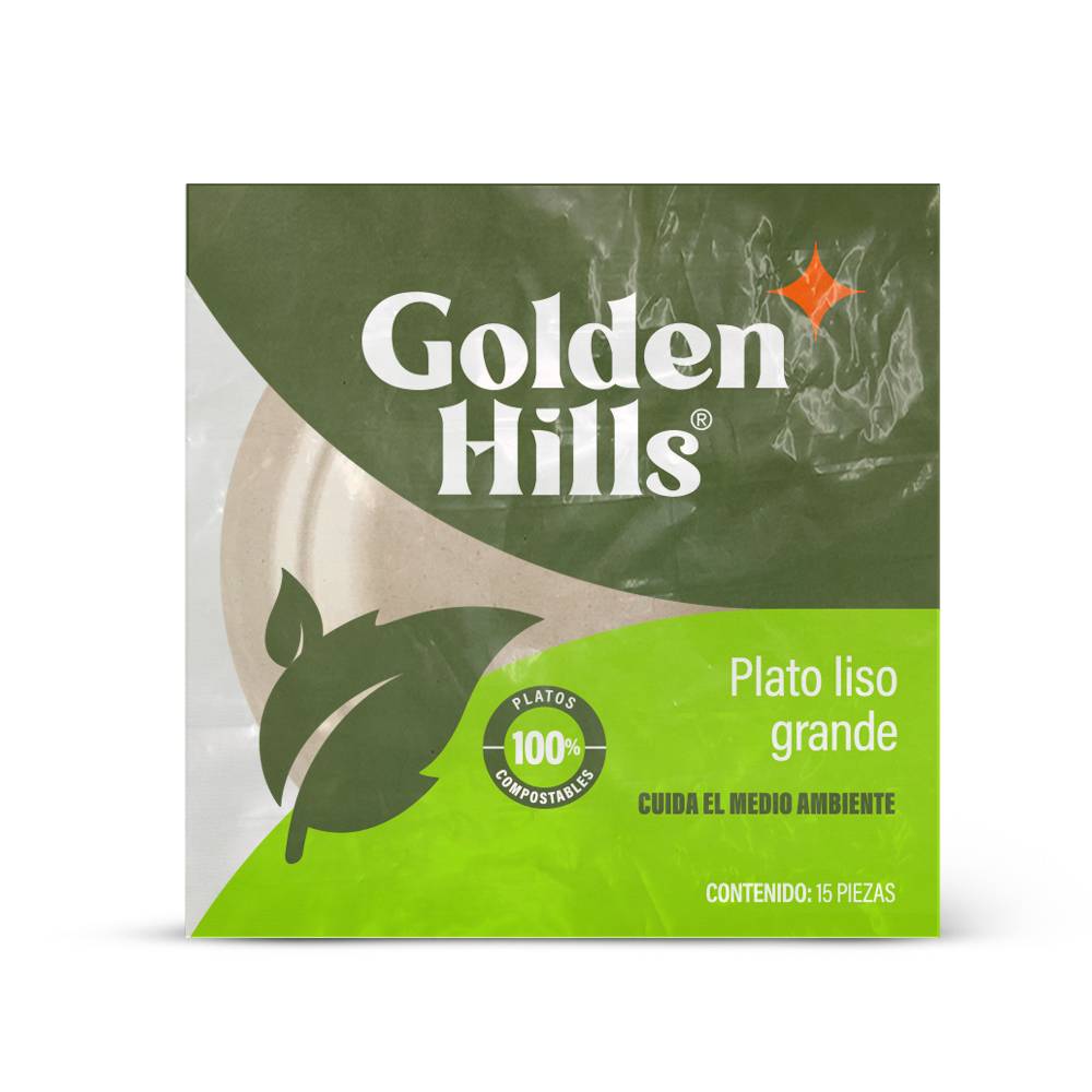 Golden hills plato liso desechable (g)(15 un)