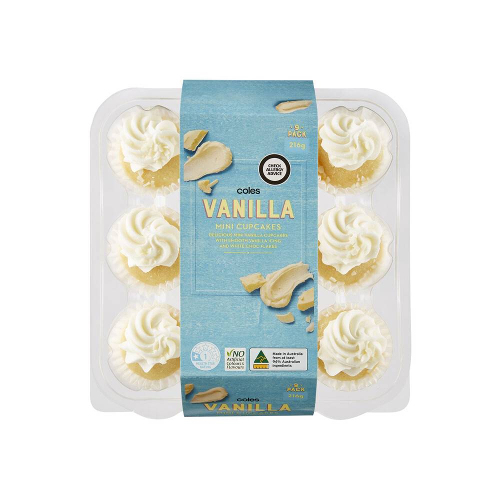 Coles Vanilla Mini Cupcakes 216g (9 pack)