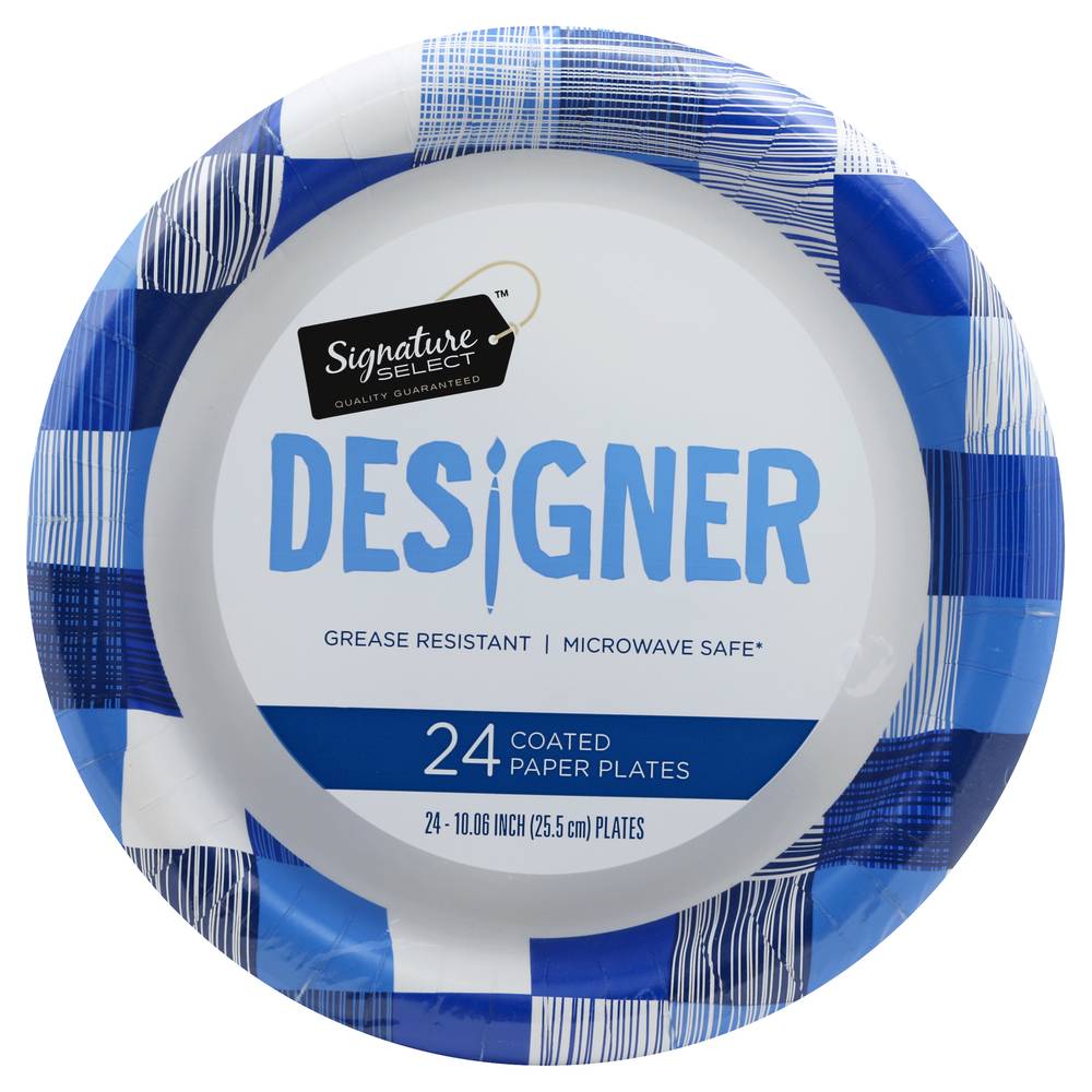 Signature Select Designer Coated Paper Plates, 10.06" (24 ct)